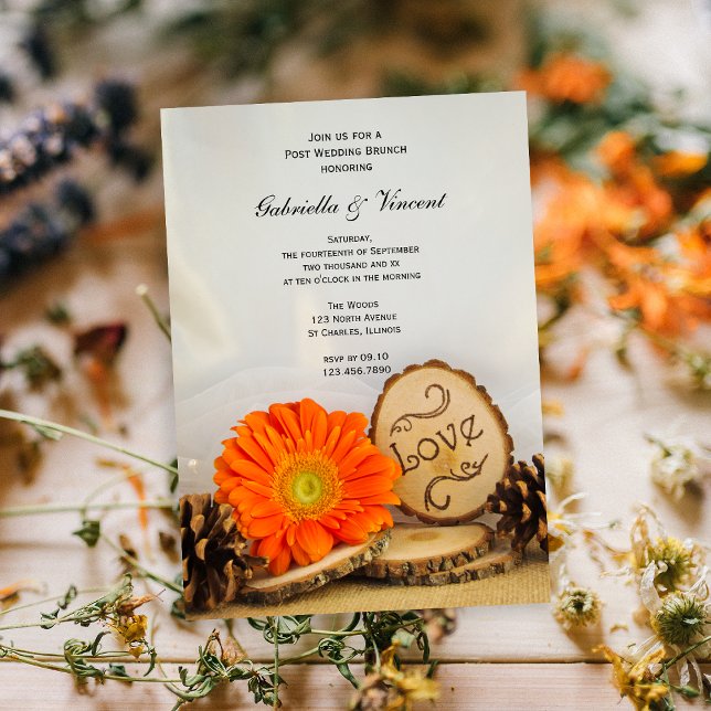 Rustic Orange Daisy Woodland Post Wedding Brunch Invitation (Creator Uploaded)