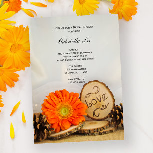 Rustic Orange Daisy Woods Bridal Shower Invitation