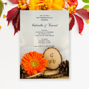 Rustic Orange Daisy Woods Post Wedding Brunch Invitation
