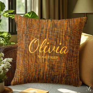 Rustic Orange Denim Texture   Custom Home Decor  Cushion