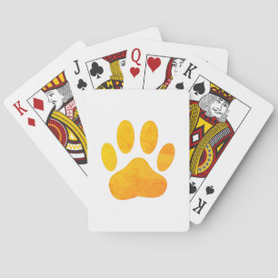 Rustic Orange Dog Pawprint Playing Cards