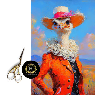 Rustic Orange Elegance Ostrich Spring Floral  Tissue Paper