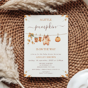 Rustic Orange Fall Foliage Clotheline Baby Shower Invitation