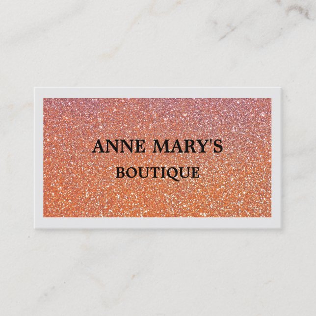 Rustic Orange Glitter Boutique Hair Salon Spa Cool Business Card (Front)