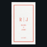 Rustic Orange Minimalist Monograms Elegant Wedding Napkin<br><div class="desc">Designed with text templates for monogrammed initials,  name and date which you can customise!</div>
