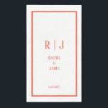 Rustic Orange Minimalist Monograms Elegant Wedding Napkin<br><div class="desc">Designed with text templates for monogrammed initials,  name and date which you can customise!</div>