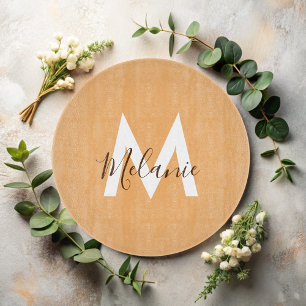 rustic orange monogram cutting board