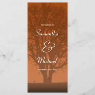 Rustic Orange Oak Tree Wedding Program Programme