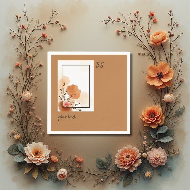 Rustic Orange Peach Botanicals Napkin (Creator Uploaded)