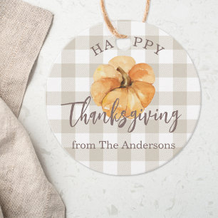 Rustic Orange Pumpkin Happy Thanksgiving Gift Favour Tags