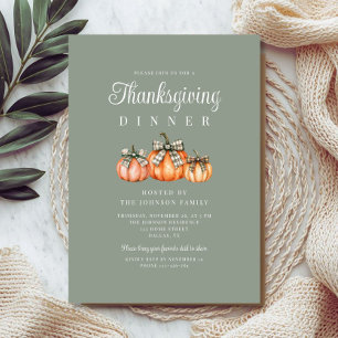 Rustic Orange Pumpkins Thanksgiving Dinner Invitation