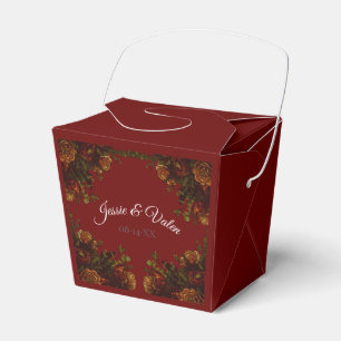 Rustic Orange Red Fall Elegant Gothic Wedding Favour Box