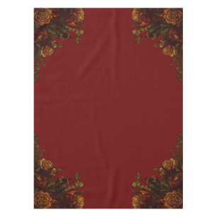 Rustic Orange Red Fall Elegant Gothic Wedding Tablecloth