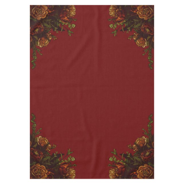 Rustic Orange Red Fall Elegant Gothic Wedding Tablecloth (Front)