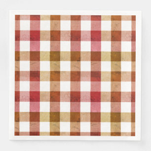 Rustic Orange Red Pink Gingham Buffalo Plaid Napkin