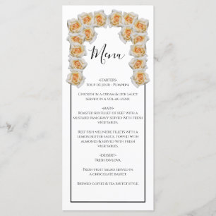 Rustic Orange Roses Wedding Menu