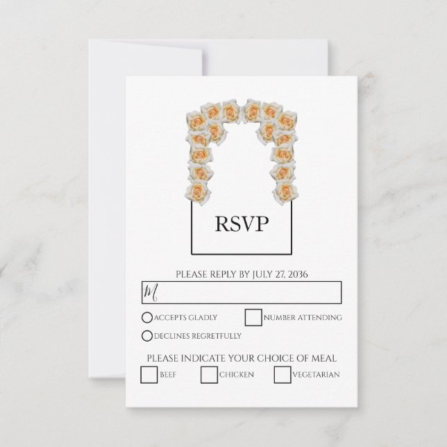 Rustic Orange Roses Wedding RSVP Cards (Front)
