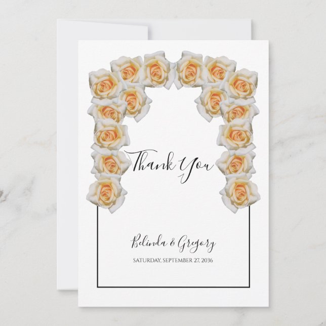 Rustic Orange Roses Wedding Thank You Card (Back)