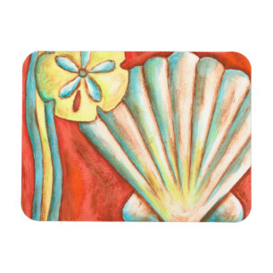Rustic Orange Seashells Magnet