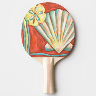 Rustic Orange Seashells Ping Pong Paddle