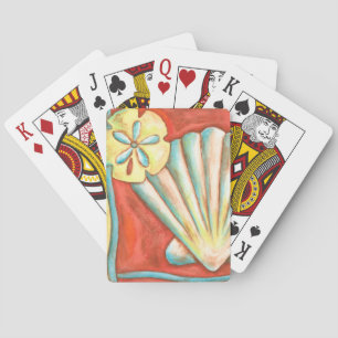Rustic Orange Seashells Playing Cards