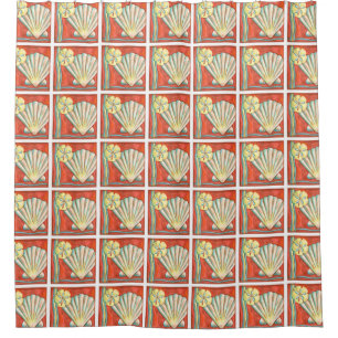 Rustic Orange Seashells Shower Curtain