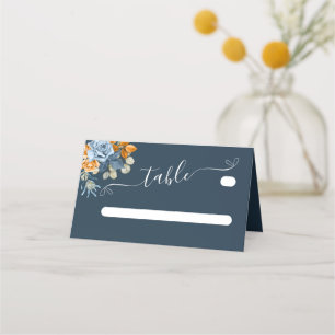 Rustic Orange Terracotta Navy Blue Rust Wedding Place Card