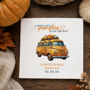Rustic Orange Truck Little Pumpkin Baby Shower Napkin