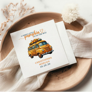 Rustic Orange Truck Little Pumpkin Baby Shower Napkin