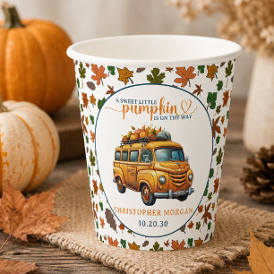 Rustic Orange Truck Little Pumpkin Baby Shower Paper Cups