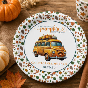 Rustic Orange Truck Little Pumpkin Baby Shower Paper Plate