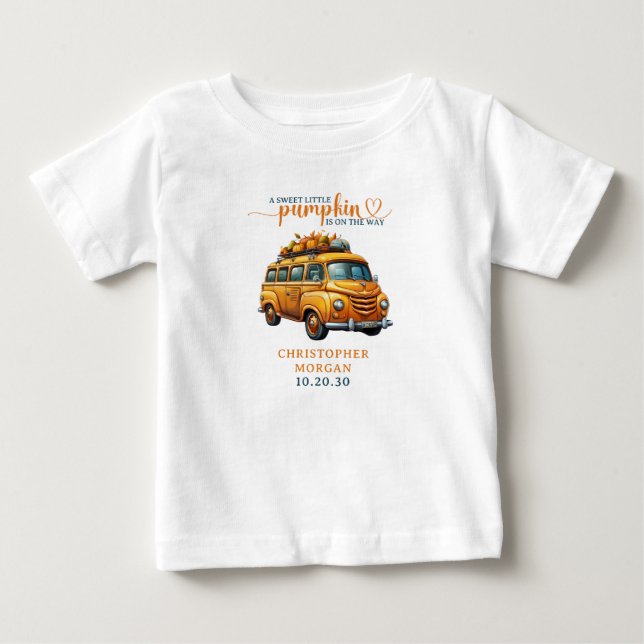 Rustic Orange Truck Little Pumpkin Baby Shower T-Shirt (Front)
