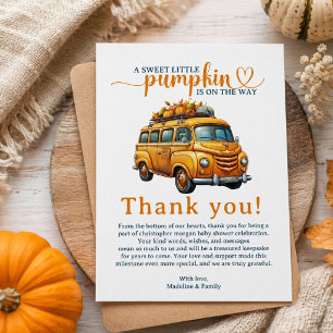  Rustic Orange Truck Little Pumpkin Baby Shower Thank You Card