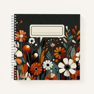  Rustic Orange Wildflower with Golden Accents Notebook