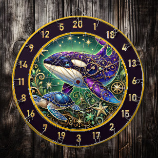 Rustic Orca and Turtle Wall Art Dartboard