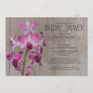 Rustic Orchid Bridal Shower Invitations