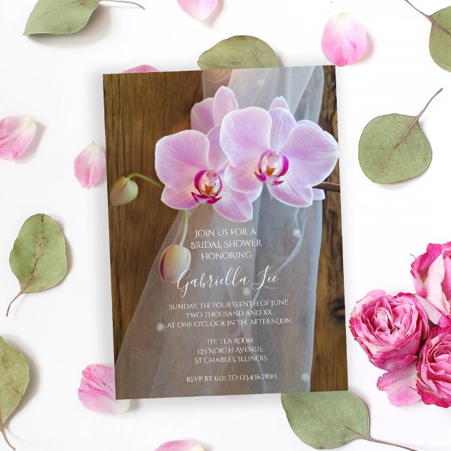 Rustic Orchid Elegance Country Barn Bridal Shower Invitation (Creator Uploaded)