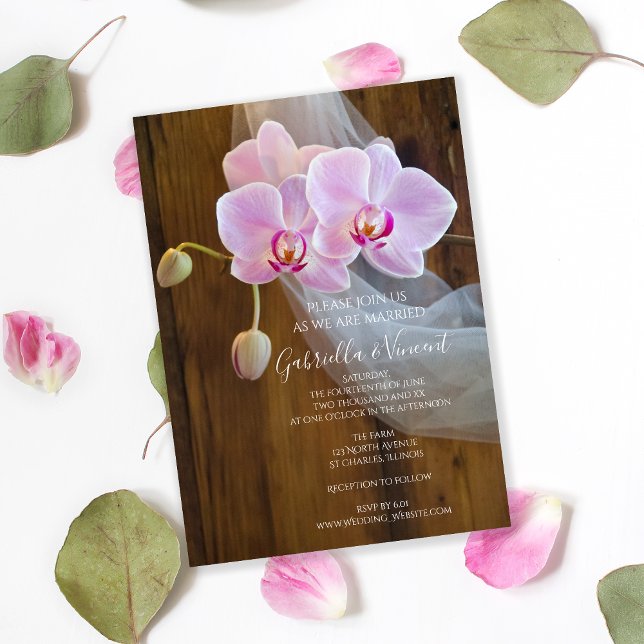 Rustic Orchid Elegance Country Barn Wedding Invitation (Creator Uploaded)