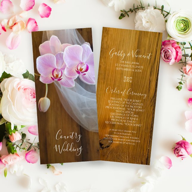 Rustic Orchid Elegance Country Wedding Program Programme (Creator Uploaded)