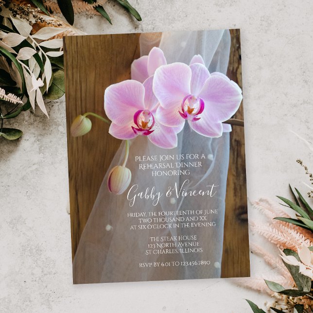 Rustic Orchid Elegance Ranch Rehearsal Dinner Invitation (Creator Uploaded)