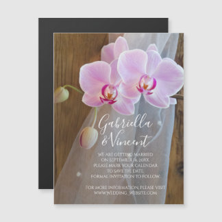 Rustic Orchid Elegance Wedding Save the Date Magnetic Invitation