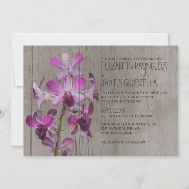 Rustic Orchid Wedding Invitations (Front)