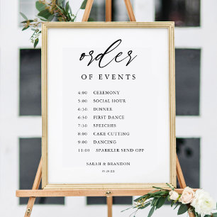 Rustic Order of Events Wedding Day Timeline Poster