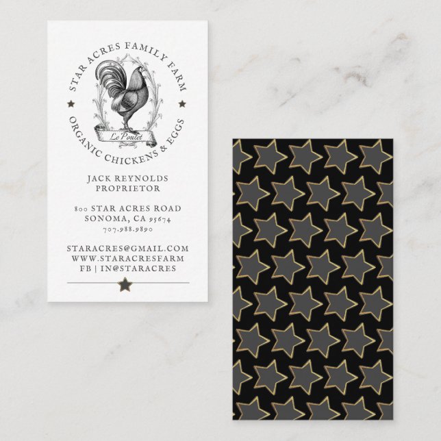 Rustic Organic Chicken Fresh Organic Eggs Business Business Card (Front/Back)