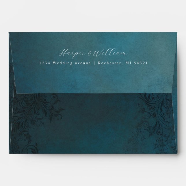 Rustic ornamental address wedding envelope (Back (Top Flap))