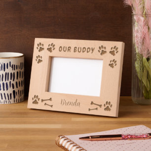 Rustic Our Buddy script dog name Etched Frames