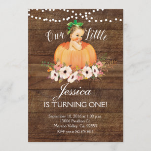 Rustic Our Pumpkin is turning one Invitation