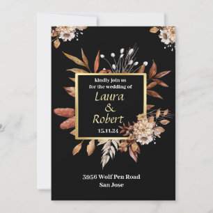 Rustic Outdoor Fall Flowers Wedding Invitation