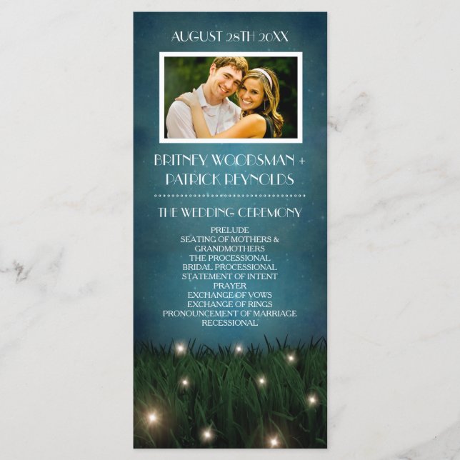 Rustic Outdoor Garden Firefly Wedding Programs Programme (Front)