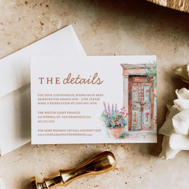 Rustic Outdoor Mexico Wedding Details Enclosure Card (Rustic Destination Wedding Details Card)